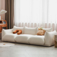 MABOLUS 102.36" White Velvet Modular Sofa cushion couch