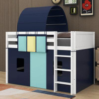 Harriet Bee Twin Size Loft Bed With Tent And Tower And Three Pockets