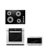 Cosmo 3 Piece Kitchen Package With 30" Electric Cooktop 24.4" Built-In Microwave 30" Single Electric Wall Oven