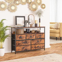 17 Stories Dresser TV Stand, Console Sofa Table With 7 Drawers And 2-Tier Open Shelves, Entertainment Centre For 45" TV,