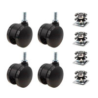 Outwater 1-1/8" Square Double Star Caster Inserts | 5/16-18 X 3/4" Threaded Stem | 2" Black Swivel Non Hooded Die Cast M