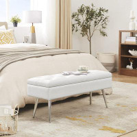 Everly Quinn Faux Leather Flip Top Storage Bench