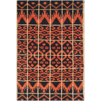 Union Rustic Alimatou Southwestern Hand Knotted Wool/Cotton Orange/Black Area Rug