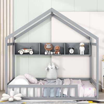 wtressa Wooden House Bed With Storage Shelf in Beds & Mattresses