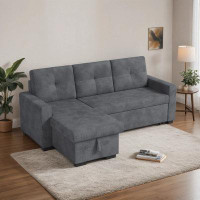 Latitude Run® Quiterie 82'' Wide Corduroy Fabric Cushion Back Convertible Sofa Bed With Under Seat Storage & 2 Pillows