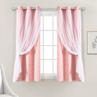 Ebern Designs Brach Sheer Insulated Grommet Blackout Window Curtain Panels Pink 38X63 Set