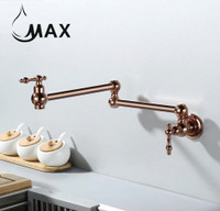 Pot Filler Faucet Double Handle Traditional Wall Mounted With Accessories Rose Gold Finish