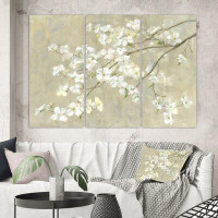 East Urban Home Farmhouse 'Dogwood in Spring Neutral' Painting Multi-Piece Image on Canvas