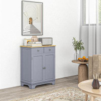 Winston Porter Sideboard Buffet Cabinet, Double Door Kitchen Cabinet, Coffee Bar Storage With 2 Drawers, Adjustable Shel