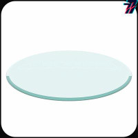 huosai 24" Round Tempered Glass Tabletop, 1/2" Thick, Beveled Polished Edges (clear)