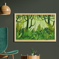 East Urban Home Ambesonne Plant Wall Art With Frame, Cartoon Style Jungle Depiction Hand Drawn Digital Rainforest Leaves