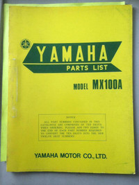 1974 Yamaha MX100A Parts List