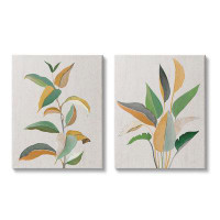 Winston Porter Modern Split Plant Leaves 2 Piece Canvas Wall Art Set by Janet Tava