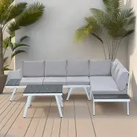 Red Barrel Studio Industrial 5-Piece Aluminum Outdoor Patio Furniture Set