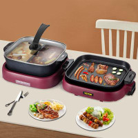 VEVOR VEVOR 2 In 1 Electric Grill And Hot Pot, Foldable BBQ Pan Grill And Hot Pot, 2100W Multifunctional Teppanyaki Gril