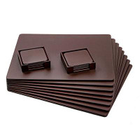 Red Barrel Studio 8 Seat Chocolate Brown Leather Conference Room Set