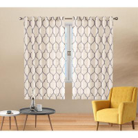 Frifoho Linen Textured Curtains Moroccan Tile Printed Curtain Panels Bedroom Living Room Lattice Rod Pocket Back Tab Win