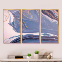 Wrought Studio Pink And Blue Ink Clouds II - Modern Framed Canvas Wall Art Set Of 3