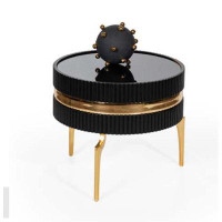 Everly Quinn Black Gold Side Table