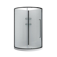 38x38 Neo-Round Shower Kit, 38 x 38 x 77  6mm Glass, Complete with Acrylic Walls and Base w 2 Glass Shelves CCI