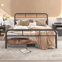 17 Stories Rustic Vintage Bed Frame Queen Size
