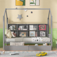 Red Barrel Studio House Bed With 2 Drawers,Kids Bed With Storage Shelf