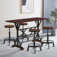 Williston Forge Vintage style bar table and chairs set of 5 with footrest for kitchen and living room