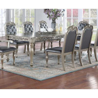 House of Hampton Formal 1pc Dining Table w 2x Leaves Only Silver / Grey Finish