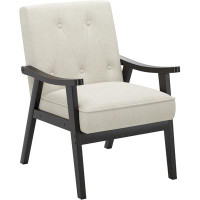 George Oliver Modern Accent Chair Upholstered Armchair With Wood Frame Arm Chair For Living Room (Beige)