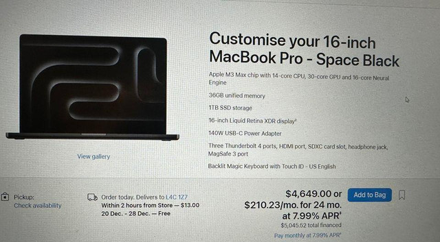 16 Apple Macbook Pro Late 2023. M3 MAX. 36GB RAM, 1TB SSD. Brand New Sealed. Brand New Sealed @MAAS_WIRELESS in Laptops in Toronto (GTA) - Image 2