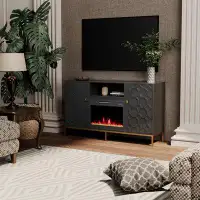 Lark Manor Araneli 59.53'' W Storage Credenza with Electric Fireplace Included