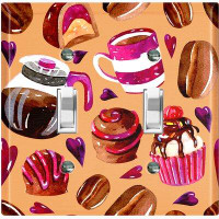 WorldAcc Metal Light Switch Plate Outlet Cover (Coffee Beans Candy Treat Orange - Double Toggle)