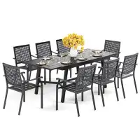 Lark Manor 8 Person Outdoor Dining Set,patio Dining Table & Metal Dining Chairs, Dining Furniture Set For Patio, Deck, Y