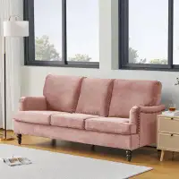 Wrought Studio 3 Seater Modern Sofa Velvet Couches For Living Room, Modern Sofas For Living Room Furniture Sets Chesterf