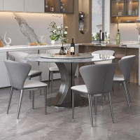 Orren Ellis Modern Light Luxury Rotatable Round Microlite Dining Table