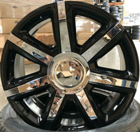 22x9 +31mm Cadillac Escalade D05 wheels - 6x139.7 / 6x5.5 - Satin Black w/ Chrome inserts
