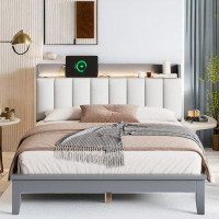Brayden Studio Queen Size Platform Bed With Storage Headboard