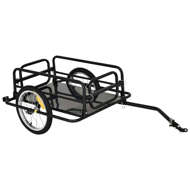 FOLDING BICYCLE CARGO TRAILER UTILITY BIKE CART TRAVEL LUGGAGE CARRIER GARDEN PATIO TOOL NEW, BLACK in Exercise Equipment