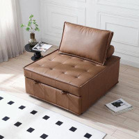 Ebern Designs Philomena 39'' Faux Leather Armless Sofa
