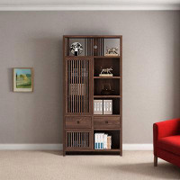 RARLON Solid wood display cabinet Walnut bookcase shelf