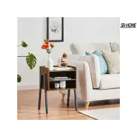SR-HOME Nightstand Industrial Side End Table/Stackable Accent Furniture With 2-Tier Open Storage Compartments For Bedroo