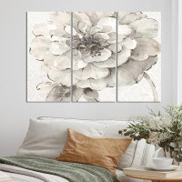 The Twillery Co. Farmhouse Premium 'Indigold Grey Peonies I' Painting Multi-Piece Image on Canvas