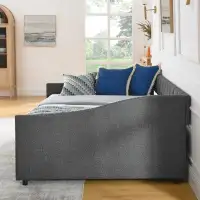 Wildon Home® Daybed With Drawers UpholsteTufted Sofa Bed,,With Button On Back And Copper Nail On Waved Shape Arms(84.5"X