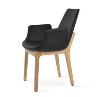sohoConcept Eiffel Wood Arm Chair In Natural Ash_Faux leather
