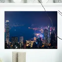Made in Canada - East Urban Home Designart 'Downtown Victoria Harbour in Hong Kong Skyline' Sea & Shore Cityscapes Photo