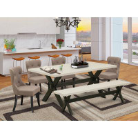 Wildon Home® Jazelle 6 - Piece Rubberwood Solid Wood Dining Set