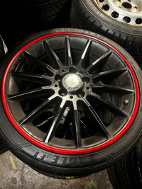 SET OF FOUR USED 18 INCH OEM MERCEDES 5X112 MOUNTED WITH NEW 235 / 50 R18 MICHELIN X ICE WINTER TIRES !’