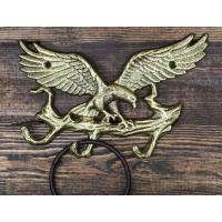 Millwood Pines Cast Iron Rustic Gold American Patriotic Bald Eagle 3-Peg Coat Keys Wall Hooks