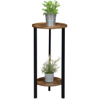 17 Stories 31 Inch 2 Tier Plant Stand, Barnwood/Black