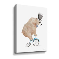 Trinx Bear On A Bike Gallery Wrapped Canvas